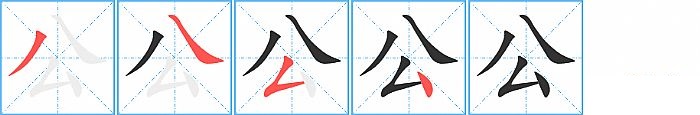 公的笔顺分步演示图