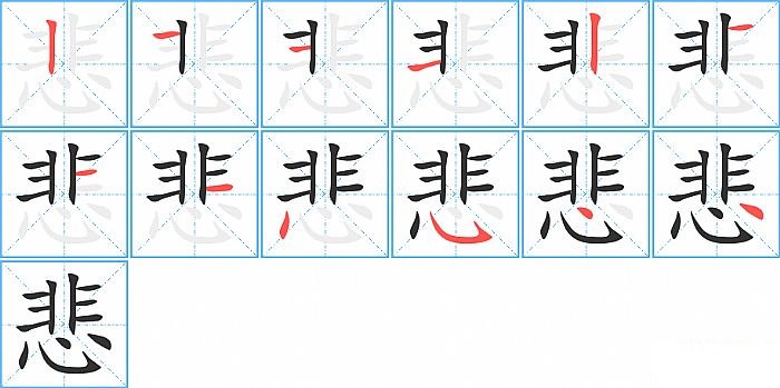 悲的笔顺分步演示图