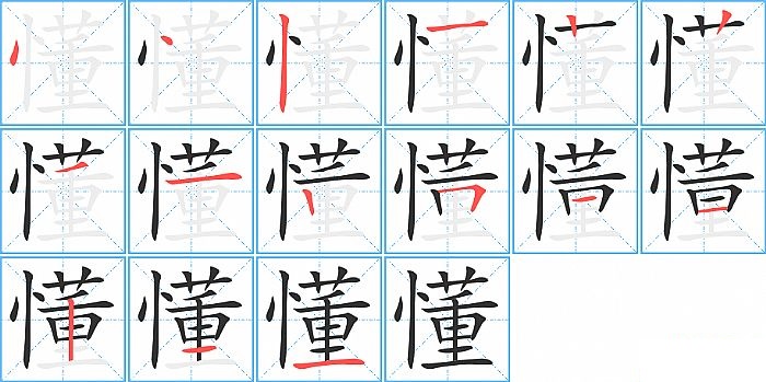 懂的笔顺分步演示图