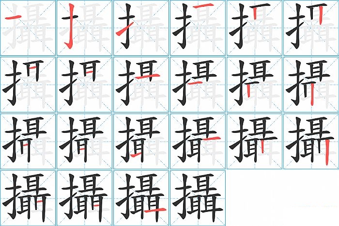 攝的笔顺分步演示图