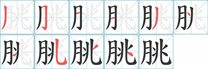 朓的笔顺分步演示图