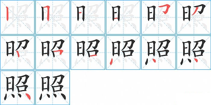 照的笔顺分步演示图