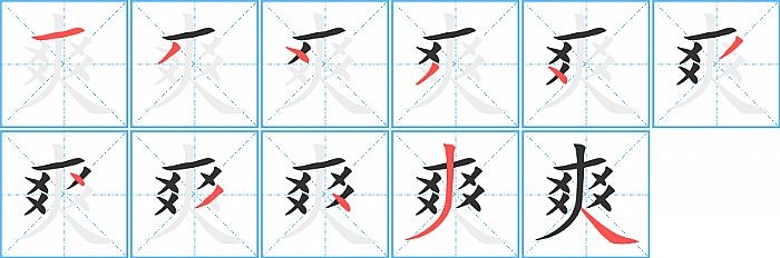 爽的笔顺分步演示图