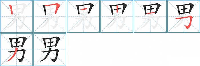 男的笔顺分步演示图