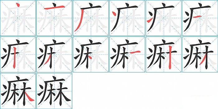 痳的笔顺分步演示图