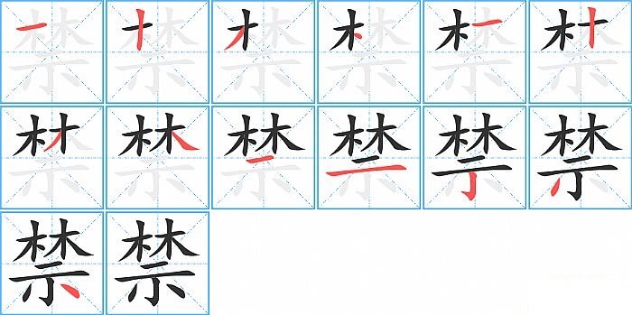 禁的笔顺分步演示图