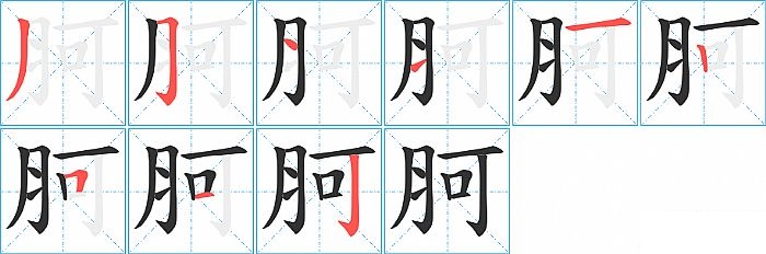 胢的笔顺分步演示图