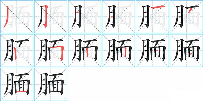 腼的笔顺分步演示图