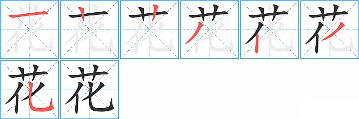 花的笔顺分步演示图