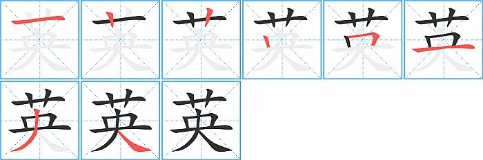 英的笔顺分步演示图