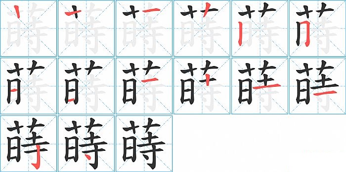 蒔的笔顺分步演示图