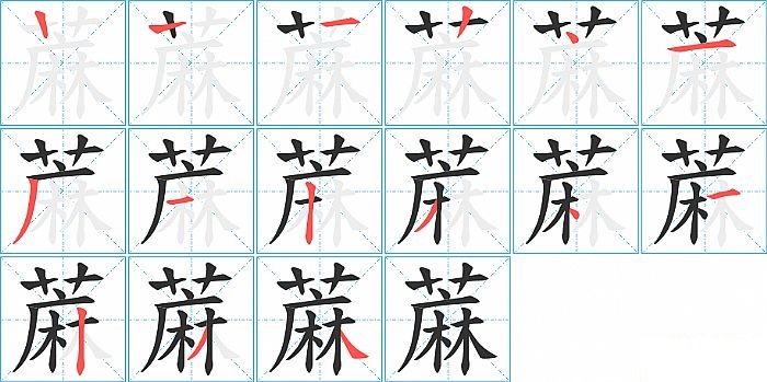 蔴的笔顺分步演示图