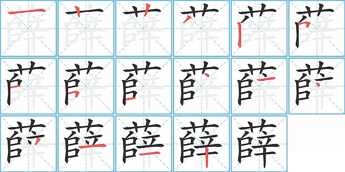 薛的笔顺分步演示图