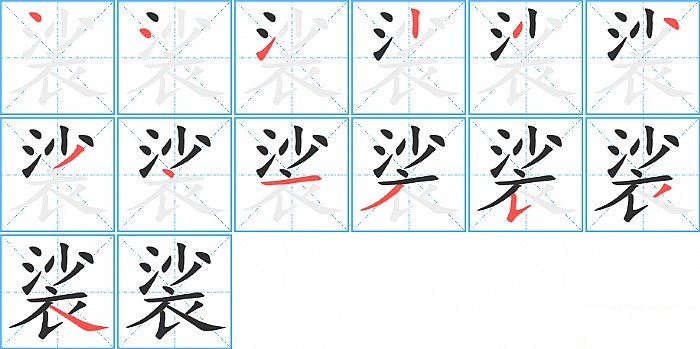 裟的笔顺分步演示图