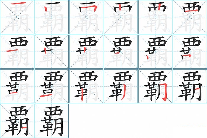 覇的笔顺分步演示图