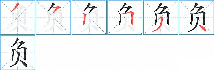 负的笔顺分步演示图