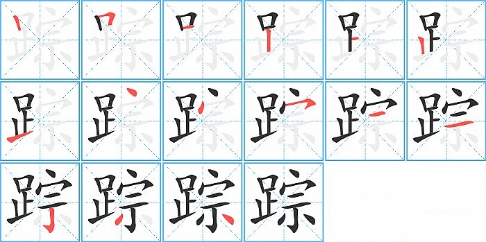 踪的笔顺分步演示图