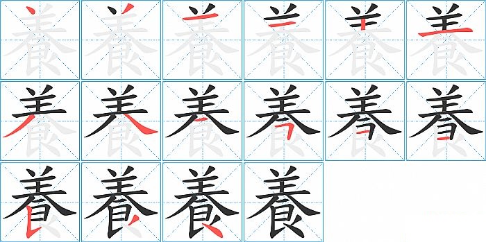 養的笔顺分步演示图