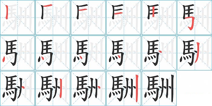 駲的笔顺分步演示图