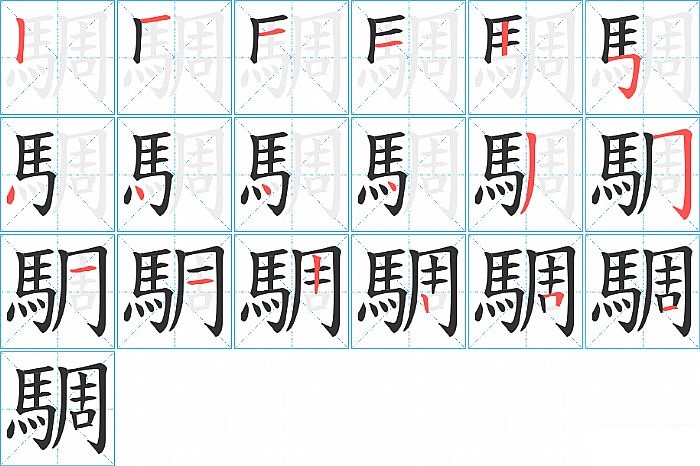 騆的笔顺分步演示图