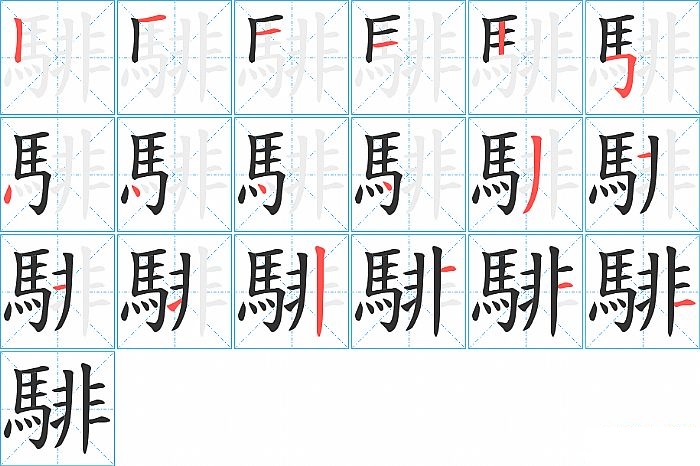 騑的笔顺分步演示图