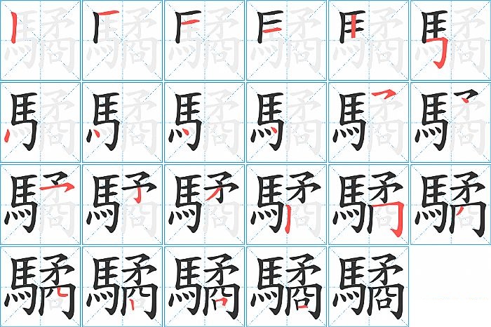 驈的笔顺分步演示图