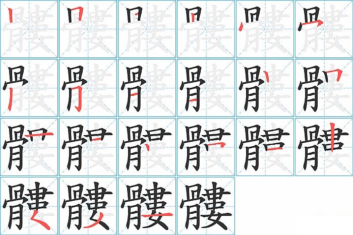 髏的笔顺分步演示图