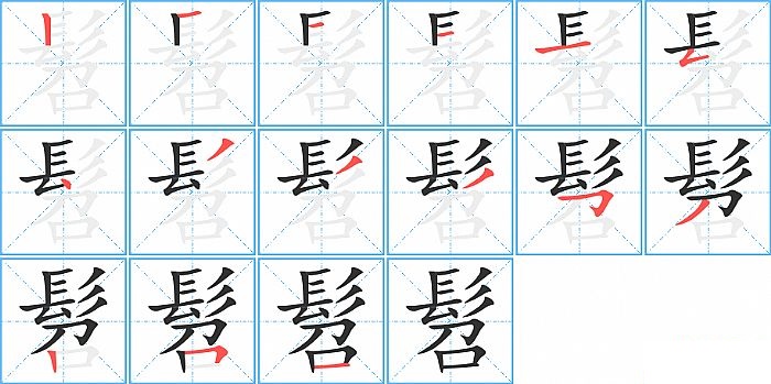 髫的笔顺分步演示图