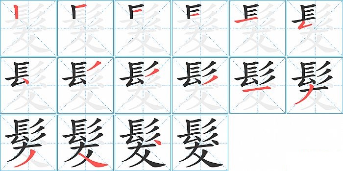 髮的笔顺分步演示图