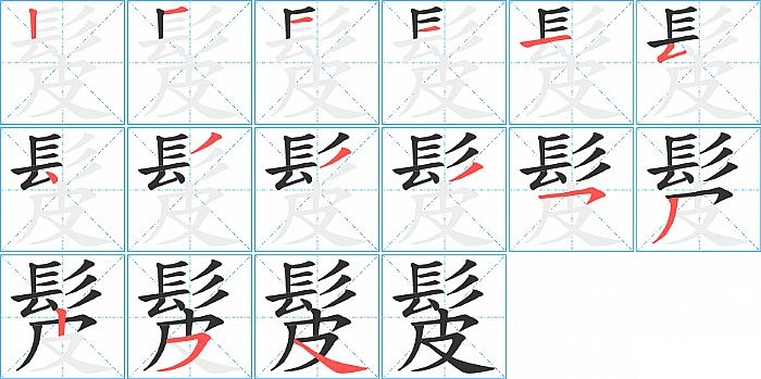 髲的笔顺分步演示图