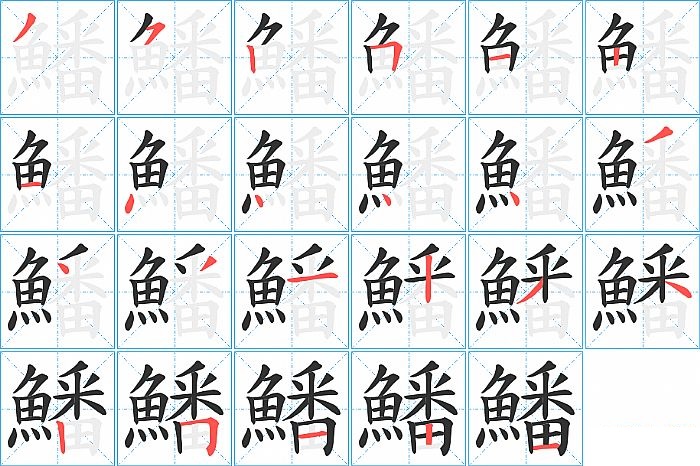 鱕的笔顺分步演示图