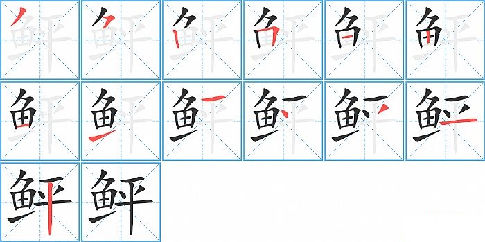 鲆的笔顺分步演示图