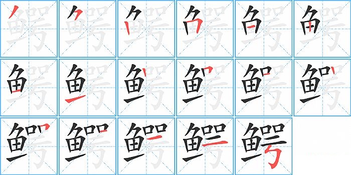 鳄的笔顺分步演示图